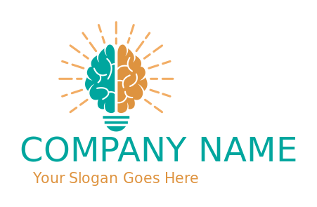 create a research logo maker bulb made of brain