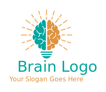 create a research logo maker bulb made of brain