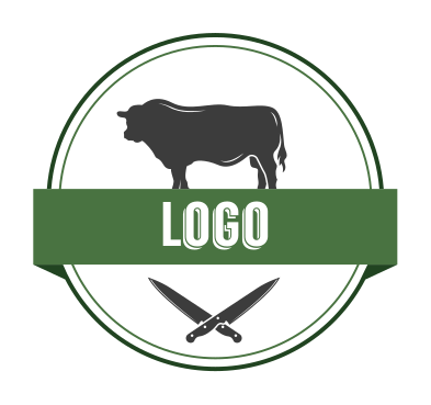 steakhouse logo bull and knives in circle