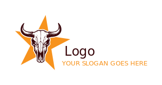 bull skull with horns on star