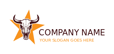 bull skull with horns on star