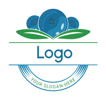 restaurant logo bunch of blueberries with leaves