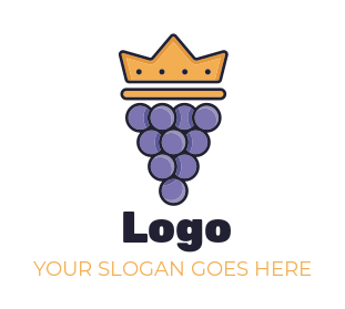 vineyard logo purple grapes with crown