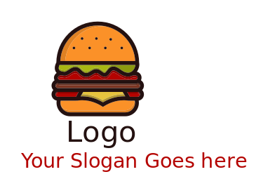 food logo maker burger with veggies and cheese
