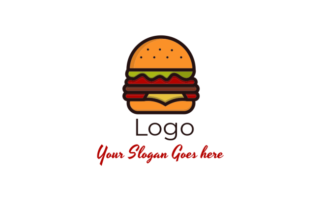 food logo maker burger with veggies and cheese