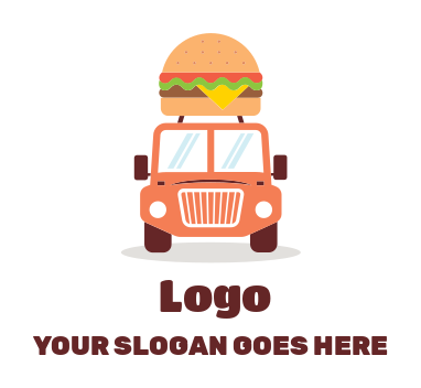 Create a of burger on front view food truck