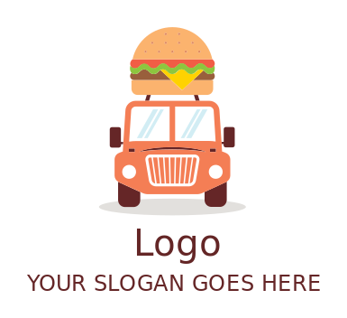 Create a of burger on front view food truck