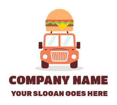 restaurant logo burger in front view food truck