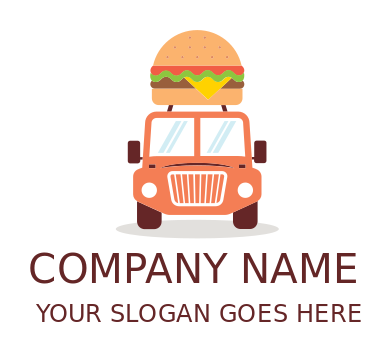 restaurant logo burger in front view food truck