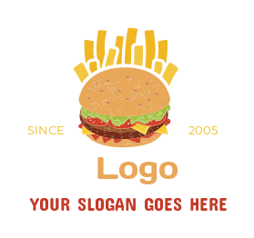 fast food restaurant logo burger with fries