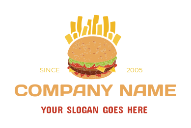 fast food restaurant logo burger with fries