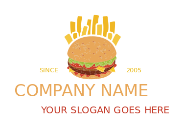 fast food restaurant logo burger with fries