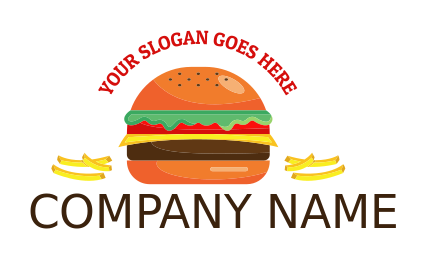 restaurant logo online burger with fries on side