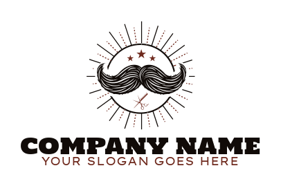 create a barber logo bushy mustache vintage