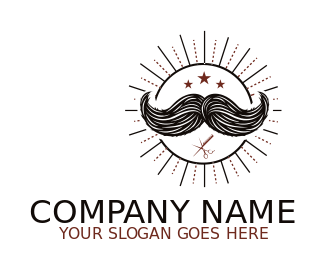 create a barber logo bushy mustache vintage