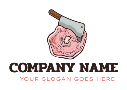 butcher knife cutting meat logo template