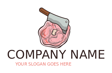 restaurant logo butcher knife cutting meat