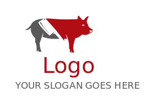 butcher logo knife in pig