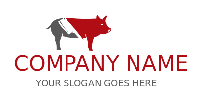 butcher logo knife in pig