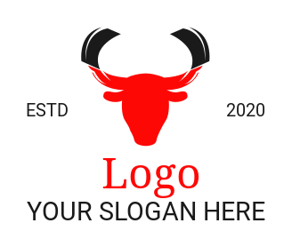 restaurant logo knives on horns of cow head