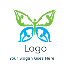 butterfly formed by pilates figure and leaves 