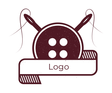 apparel logo button front of needles with ribbon