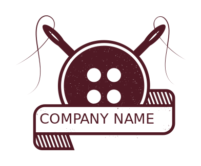 apparel logo button front of needles with ribbon