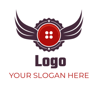 Apparel logo button with wings emblem