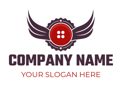 Apparel logo button with wings emblem