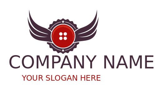 Apparel logo button with wings emblem