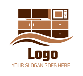 construction logo cabinet with microwave