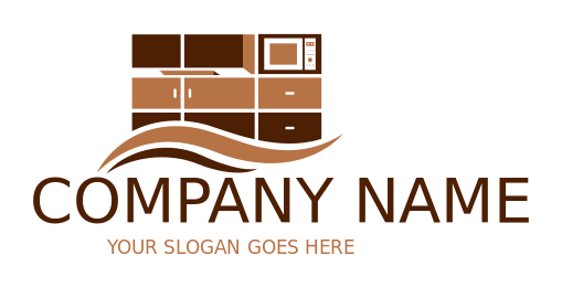 construction logo cabinet with microwave