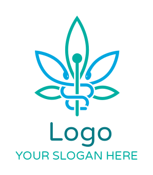 medical logo caduceus merged with cannabis