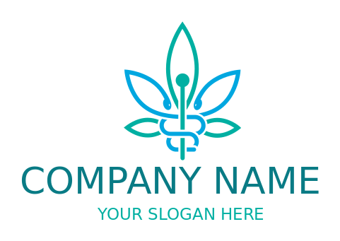 medical logo caduceus merged with cannabis
