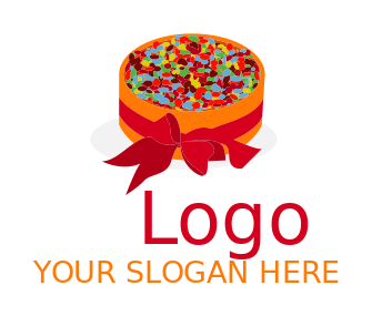 baker logo icon cake with ribbon and sprinkles