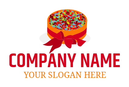 baker logo icon cake with ribbon and sprinkles