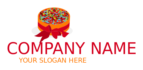 baker logo icon cake with ribbon and sprinkles