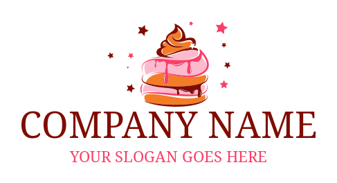 baker logo image cake with swirls and stars
