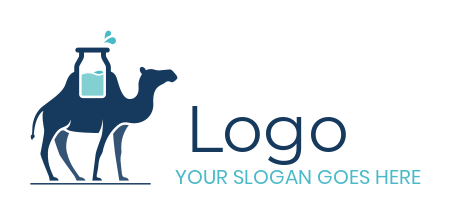 animal logo camel merged with bottle of milk 