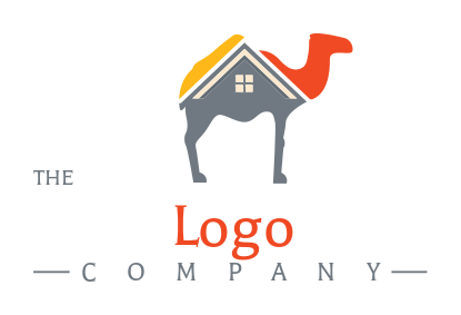 animal logo camel merged with house roof