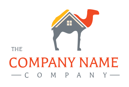 animal logo camel merged with house roof