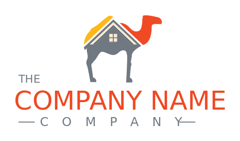 animal logo camel merged with house roof