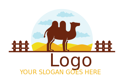 animal logo camel silhouette in desert landscape