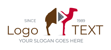 animal logo icon camel with play button