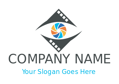 photography logo camera lens in film strip eye