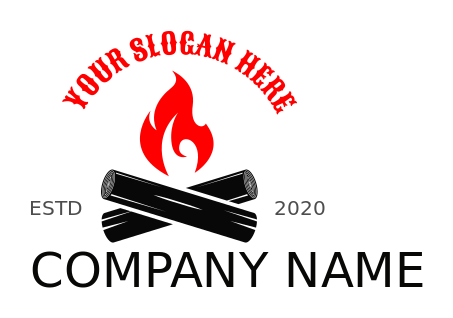 make a travel logo camp fire on logs