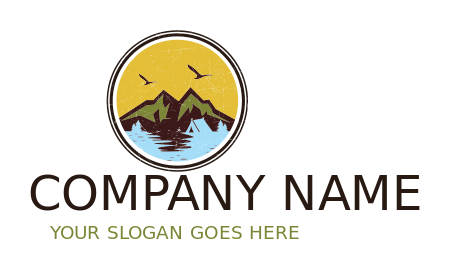 glamping logo campsite next mountains in circle