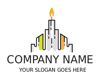consulting logo candle flame city outline