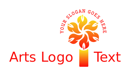 arts logo candle with many flames forming flower