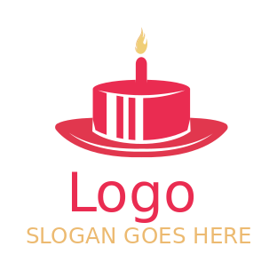 food logo maker candle on hat shape cake